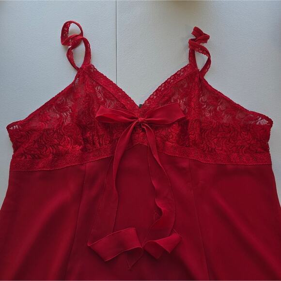 M Solange Satin Red Lace Nightgown Babydoll Lingerie Slip Dress Y2K Size 26 28 - Picture 10 of 10